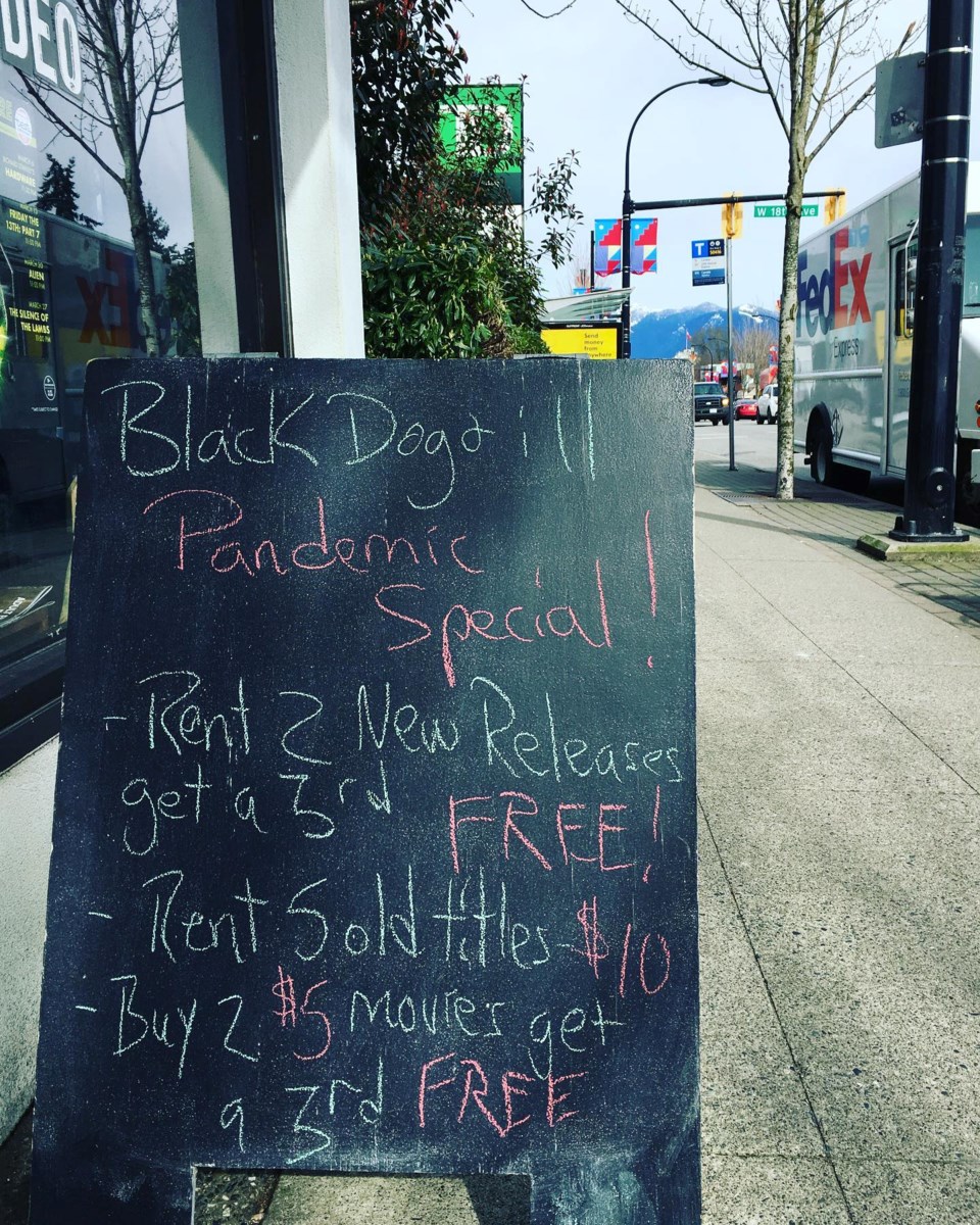 Pandemic got you down? Does Black Dog Video have a deal for you. Photo Black Dog Video/Facebook