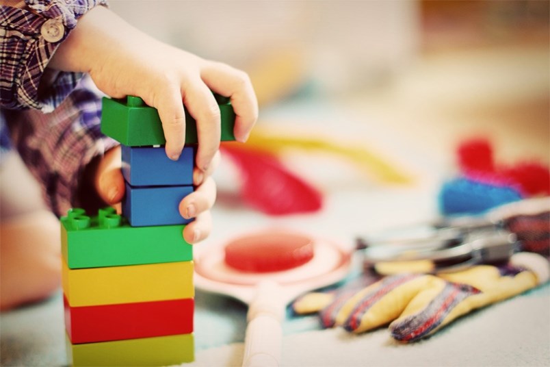 A child playing at a child care facility