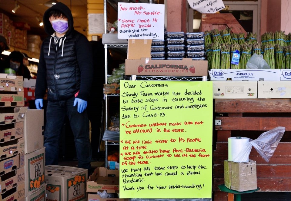 Kerrisdale's Sandy Farm Market recently posted new rules for its customers. Photo Jennifer Gauthier