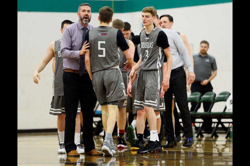 Douglas College coach Joe Enevoldson didn't get to see his team compete for a Canadian Collegiate Athletic Association championship, but was proud of how they came together to be the No. 1-ranked team over the year.