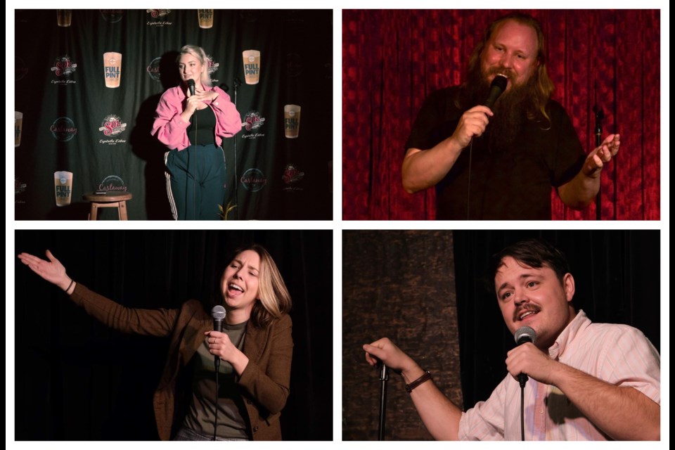 鶹ýӳcomics (clockwise from top left) Sophie Buddle, Graham Clark, Aaron Read and Rae Lynn Carson are trying to find humour in these harrowing times.