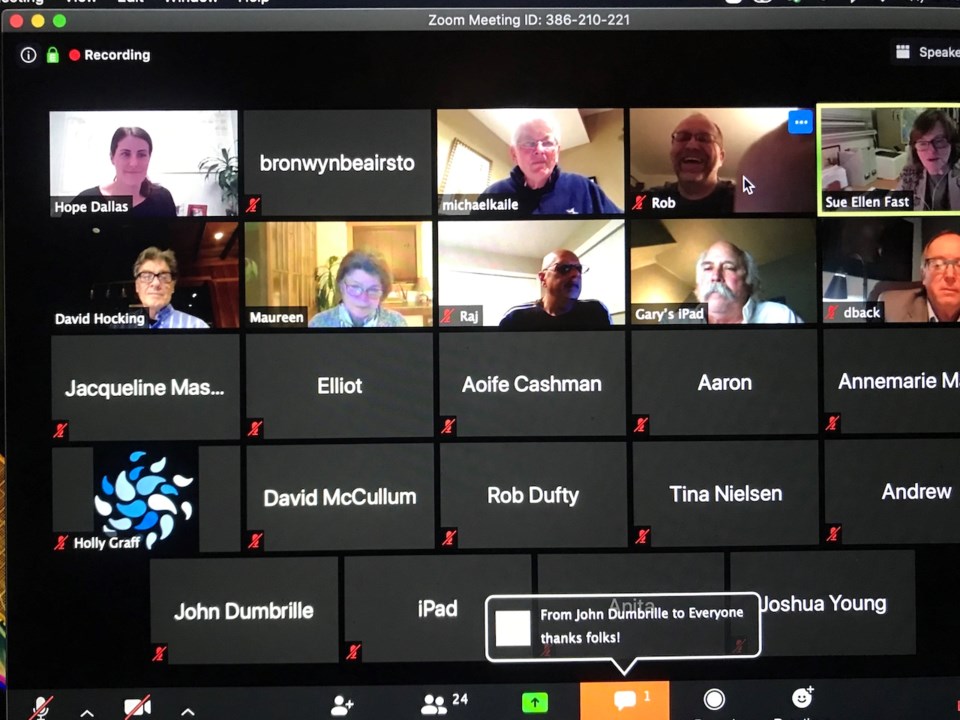 A grid of faces in a Zoom meeting