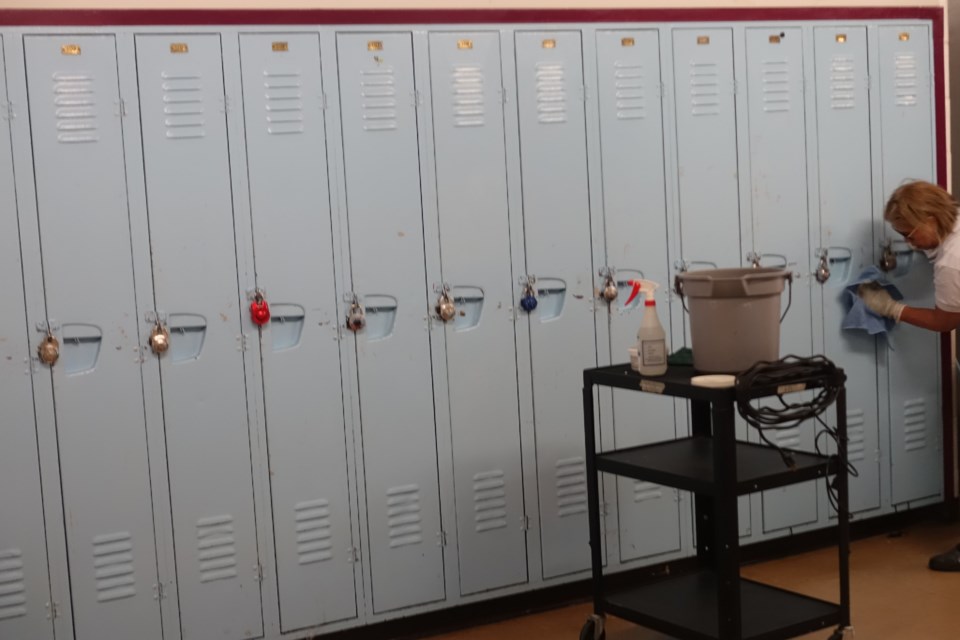 Lockers are among surfaces 鶹ýӳSchool Board staff are cleaning during spring break. Photo Vanc