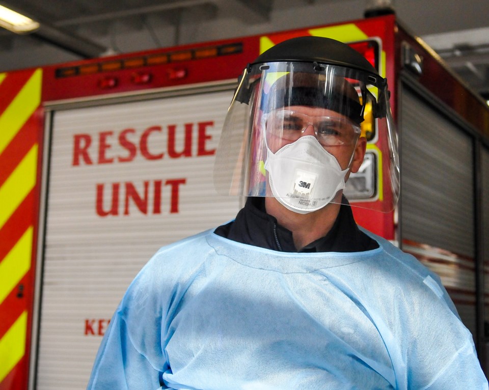 Port Moody firefighter Mark Wallbank in Level 2 personal protective equipment