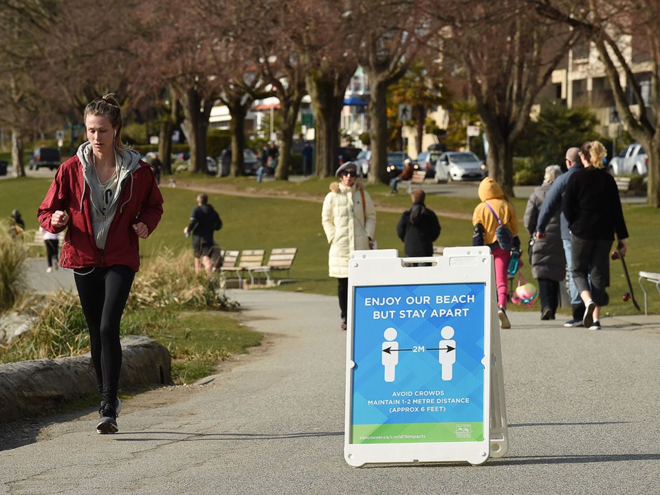 The scene at English Bay March 26. Photo Dan Toulgoet