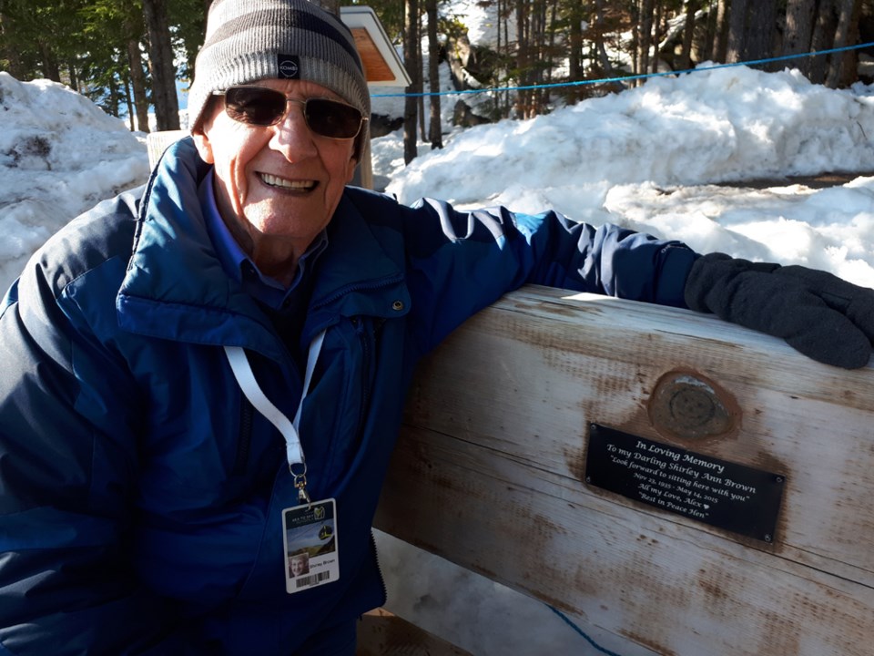 Alexander Dickson at the memorial bench.