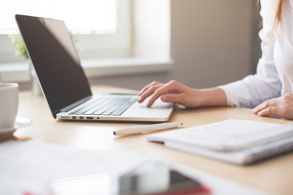 woman on a laptop