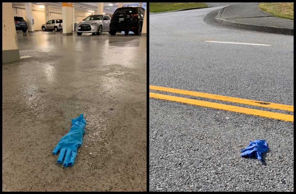 Coquitlam Mayor Richard Stewart posted to Facebook photos of discarded surgical gloves around the ci