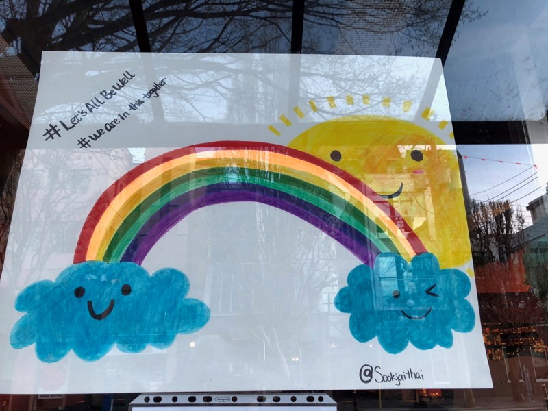 covid rainbow sign