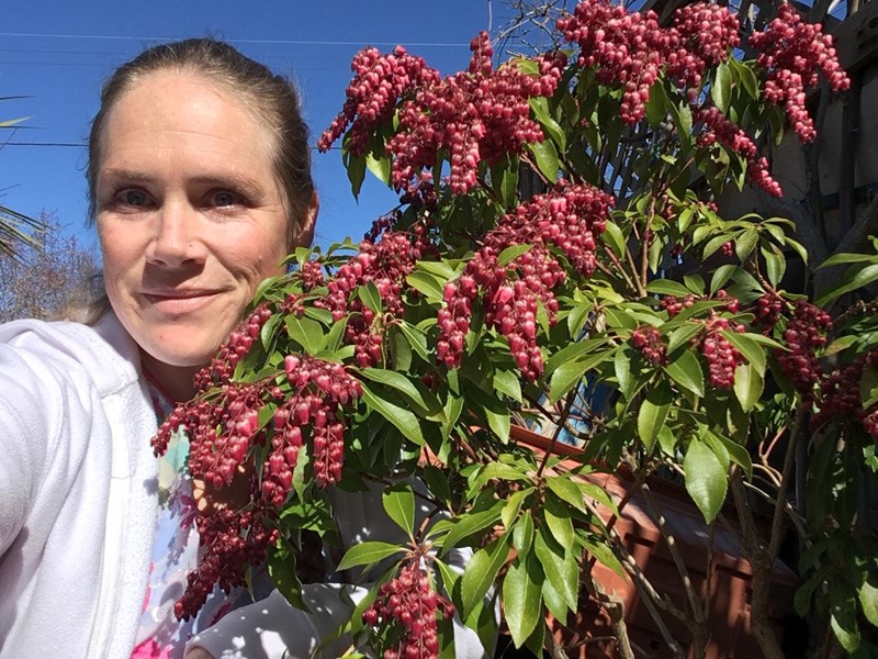 Georgia Glassford, winner of the 2019 Most Improved Garden Award, at her Poplar Street home. Photo courtesy of Georgia Glassford