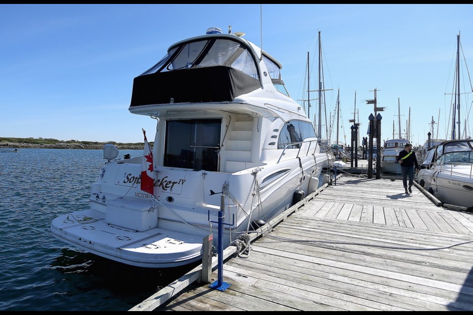 The 54-foot yacht, named Son Seeker IV and listed for sale for more than $400,000, was stolen from Oak Bay Marina and taken to a spot near the Oak Bay Beach Hotel.