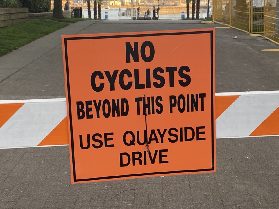 Waterfront cyclists pedestrians