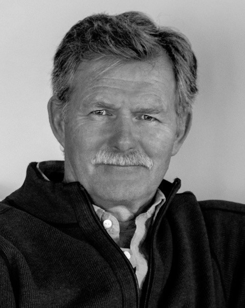 Black and white photo of Brian Thomas-Peter
