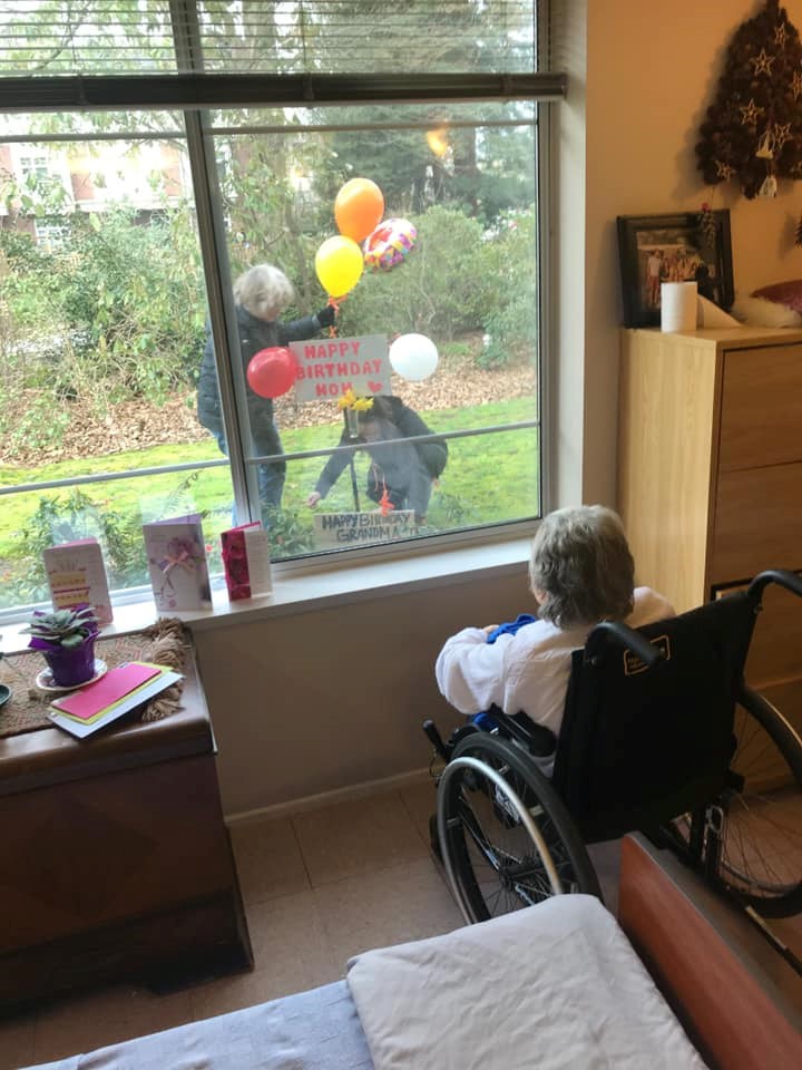 Loved ones wish a resident at the Shaughnessy Care Home happy birthday as she turns 99. The care hom