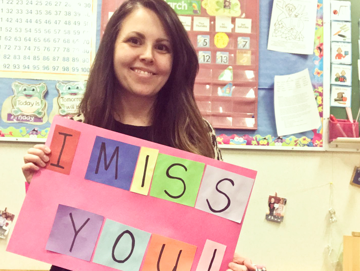 Cassandra Mervyn took a picture from her C.M. Finch kindergarten classroom letting students know she missed them as she prepared her online teaching package for the rest of the school year.