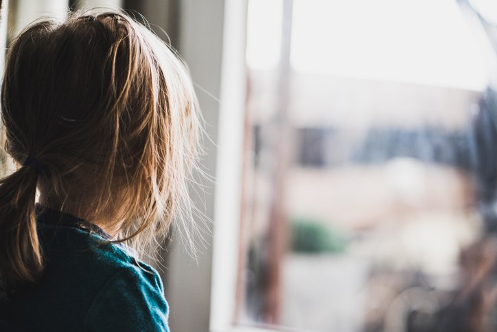 child at window, stock photo