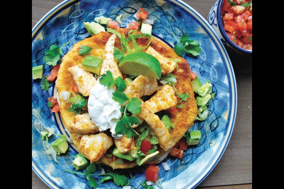 This tasty version of a tostada is topped with B.C. fish and uses fry bread as the base.