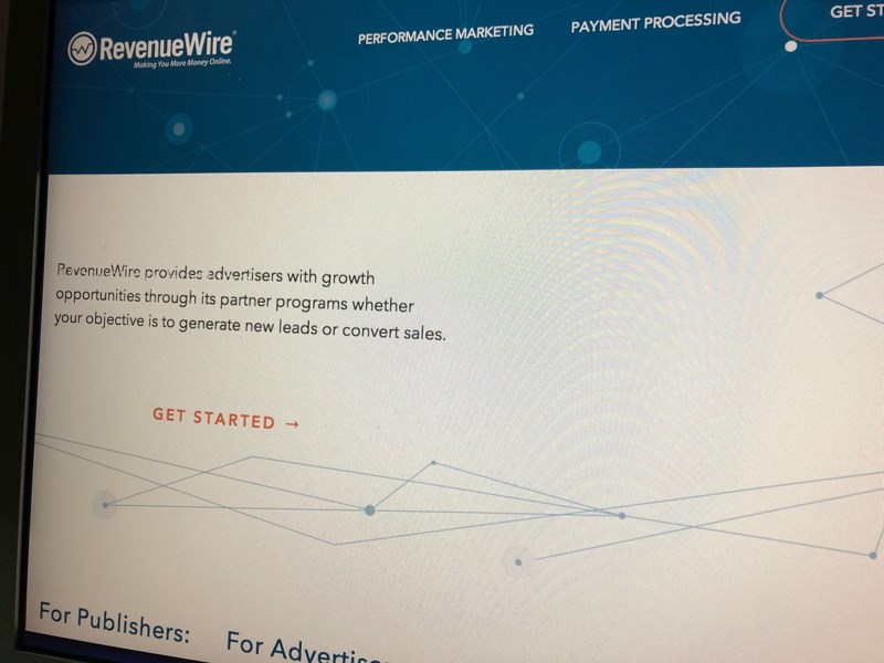 RevenueWire's website