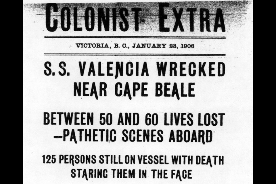Headlines in a special edition of the Daily Colonist newspaper, Jan. 23, 1906.