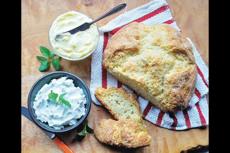 Three items you can make at home: butter, soda bread and yogurt cheese.