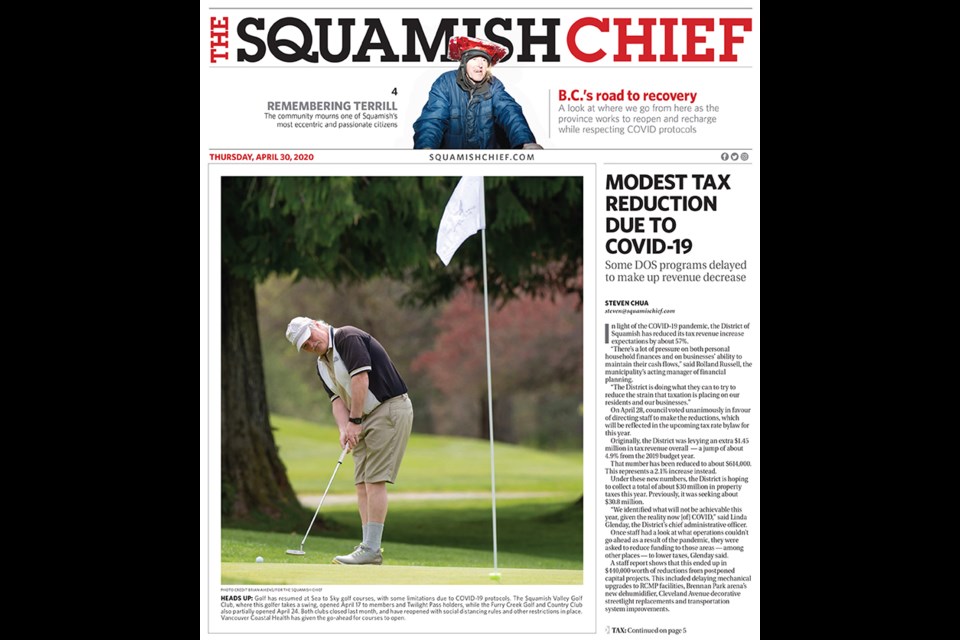 The latest Squamish Chief cover page. Your support helps us keep covering Squamish.