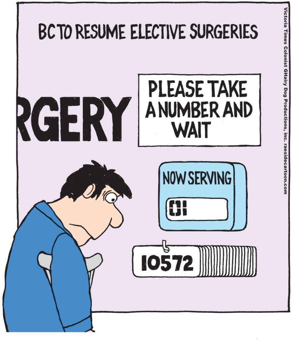 Adrian Raeside cartoon, May 1, 2020, elective surgeries