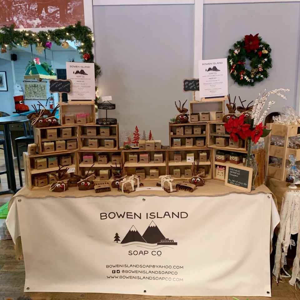 Table of soaps at a craft fair