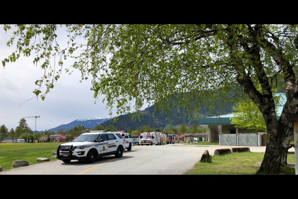 First responders were seen at Howe Sound this afternoon setting up a muster point.