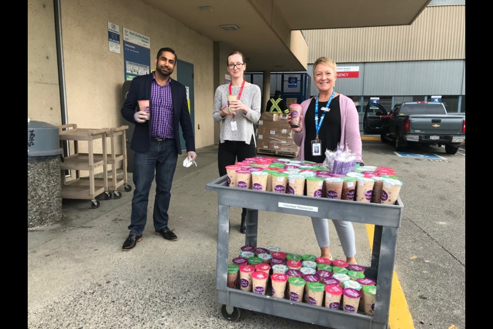 In recognition of National Bubble Tea Day on April 30, Chatime Canada teamed up with local hospital foundations to support the nurses and doctors working that week. It donated more than 400 bubble teas, worth $2,500, to staff at several Lower Mainland Hospitals, including Royal Columbian Hospital.