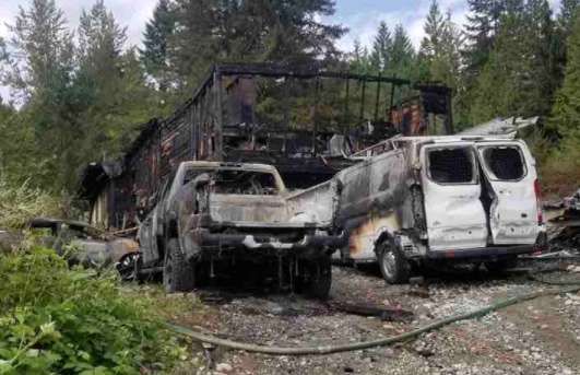 Monday's fire destroyed a house and several cars