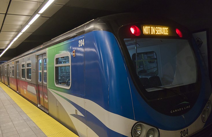 A train on the Canada Line