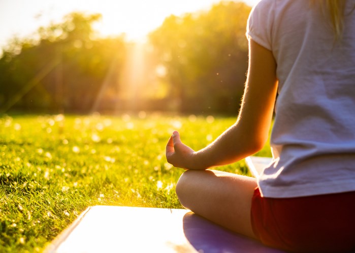 yoga, stock photo, child outdoors