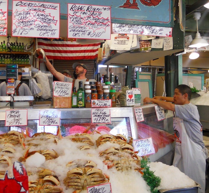 atching 'flying fish' is part of the fun for many at Seattle's Pike Place Market.