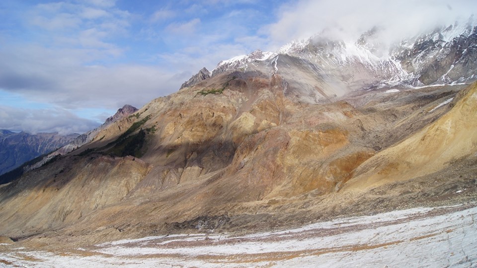 View of slope of concern on Mount Meager.