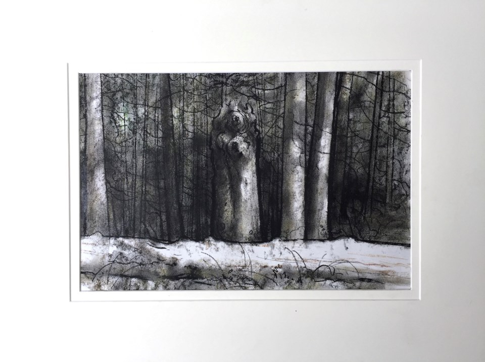 A pastel sketch of the forest