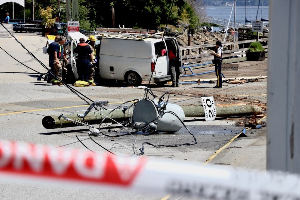 Hydro pole across the rd.