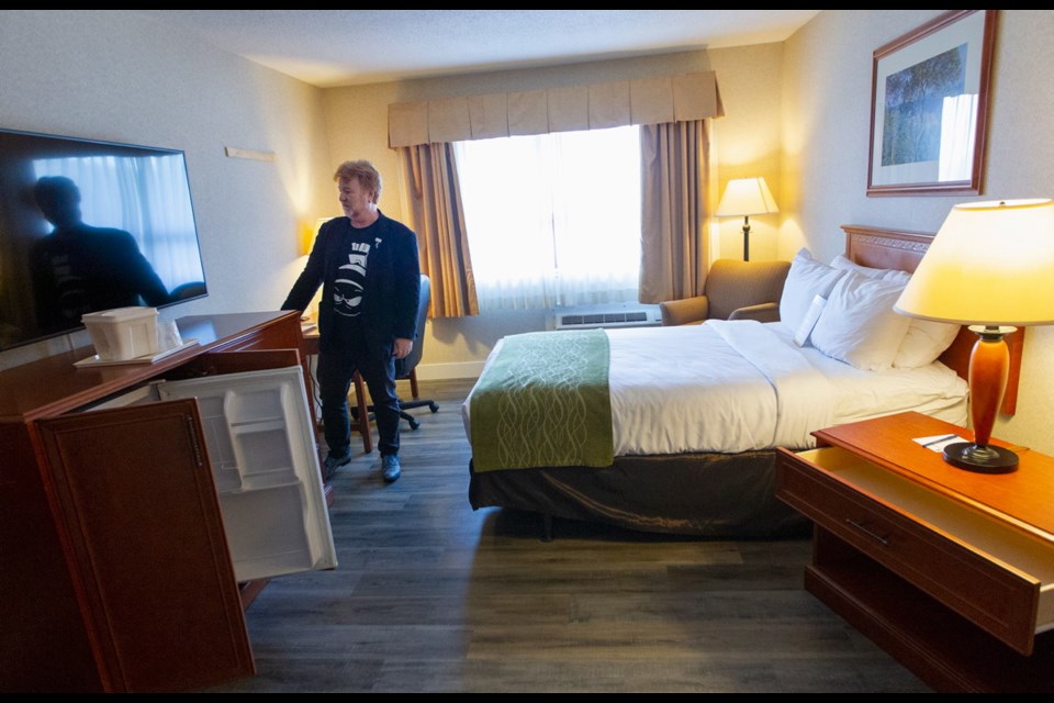 Grant McKenzie, spokesman for Our Place, in a room in the Comfort Inn and Suites on Blanshard Street.