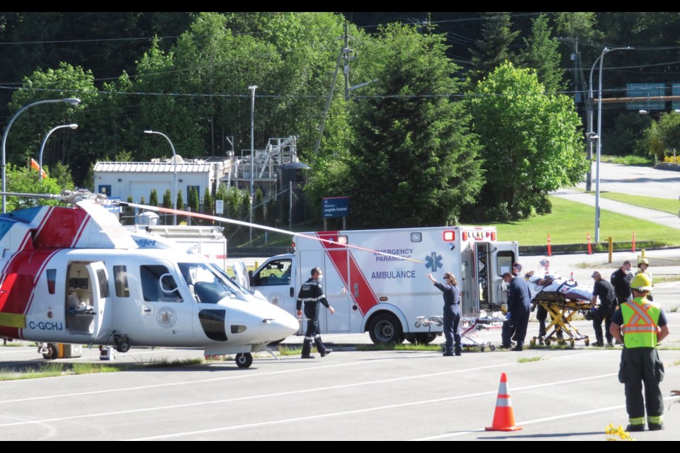 A man was air lifted to Vancouver General Hospital after a mountain biking accident near the Sprockids recreation area in Langdale.