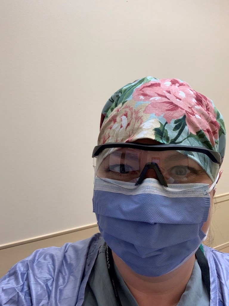 Jessica Blackbourn wearing a scrub cap