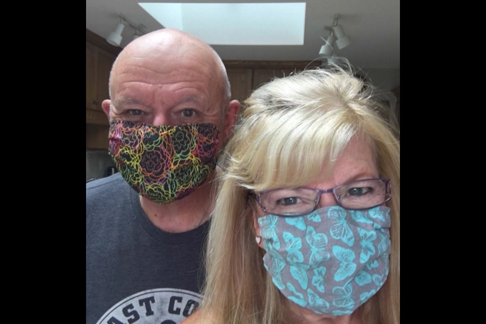 Janet and Ed McDonald, Nanaimo: A very thoughtful neighbour has produced to date 300 masks and clips them, enclosed in plastic baggies, to a clothes dryer at the end of her driveway, for passers by, free of charge! We chose to leave a donation, as have others. Wearing a mask is becoming an essential "new-normal" and we are so appreciative!