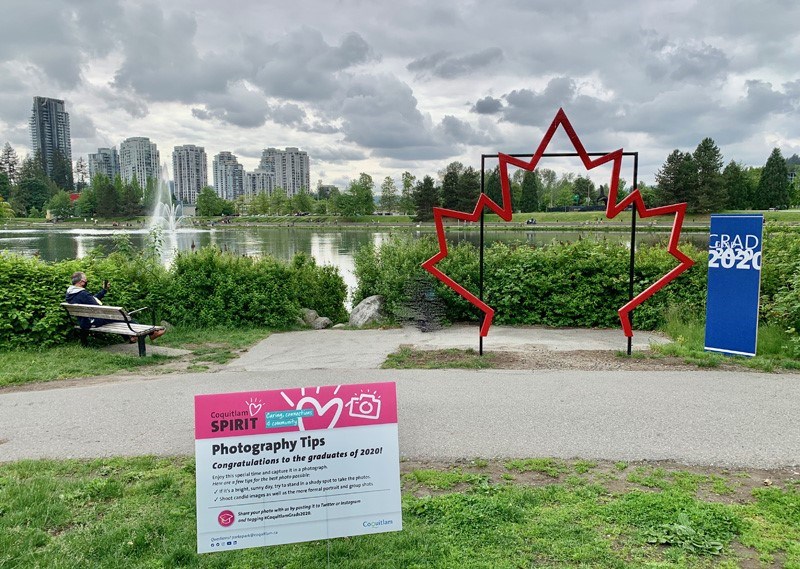 Lafarge Lake is one of six backdrops set up so graduates can get some iconic, socially-distanced photos to remember their graduation by.