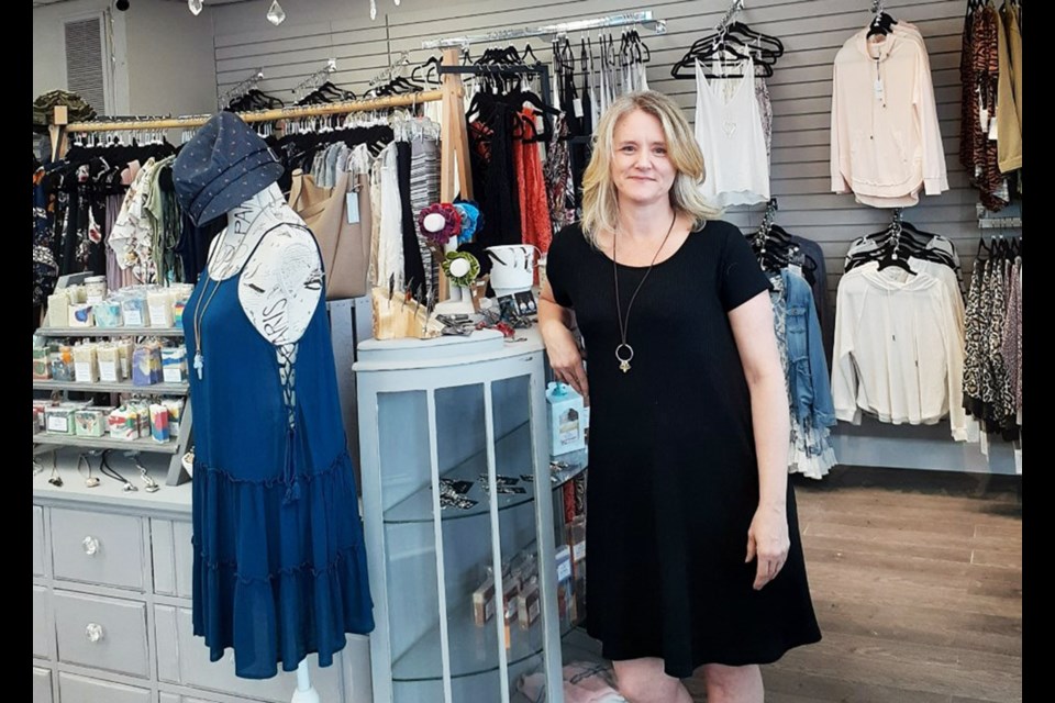 Simply Beautiful Jewelry Design and Clothing store owner Patti Perrault has reopened her downtown store from Thursday to Saturday from 11 a.m. to 4 p.m.