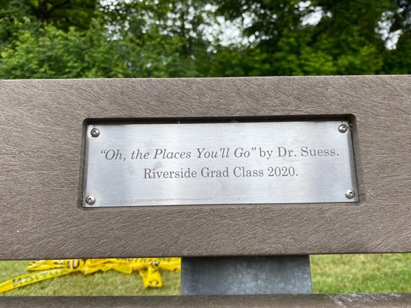 A bench for grads at Settlers Park.