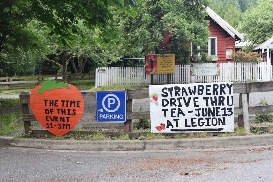 Signs at the United Church about the Strawberry Tea
