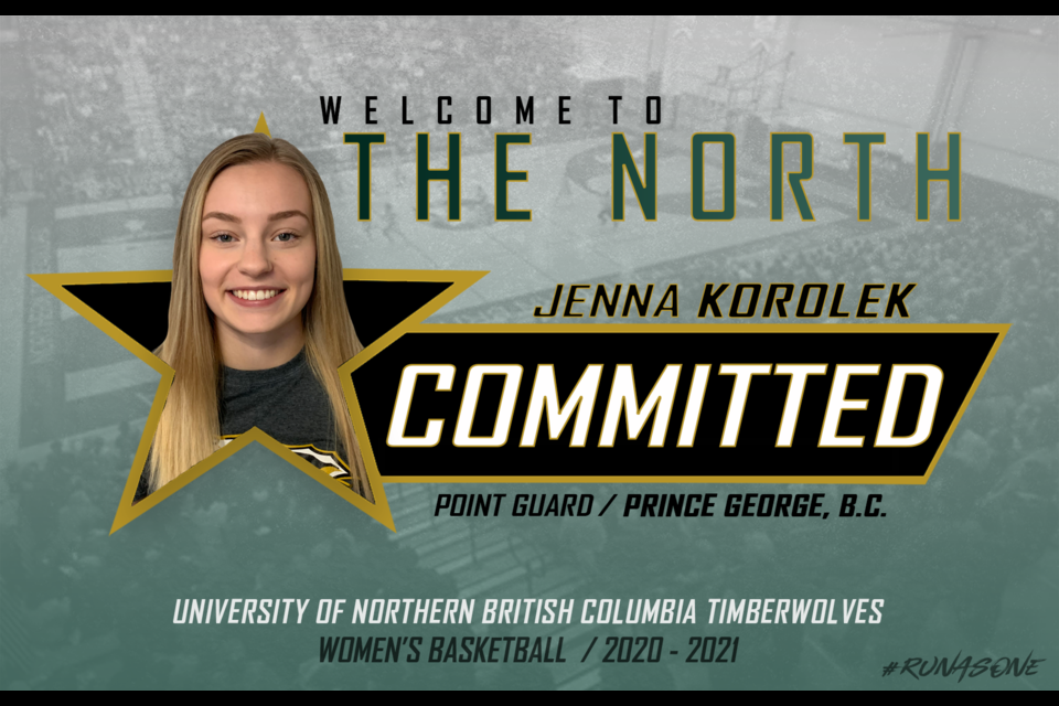Former Kelly Road Roadrunner point guard Jenna Korolek has signed with the UNBC Timberwolves.