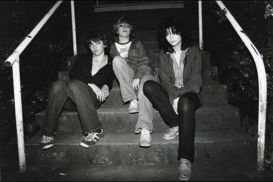 The Dishrags, from left: Chris (Dale Powers) Lalonde, Carmen (Scout) Michaud, and Jill (Jade Blade) Bain. The band opened for the Clash in 1979 at Vancouver's Commodore Ballroom.