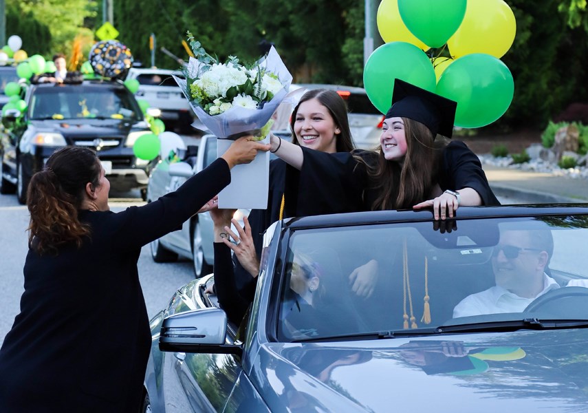 The community came out in full force to salute the Windsor Secondary grads in a Class of 2020 parade held June 17 in North Vancouver. photo Cynthia Bigrigg