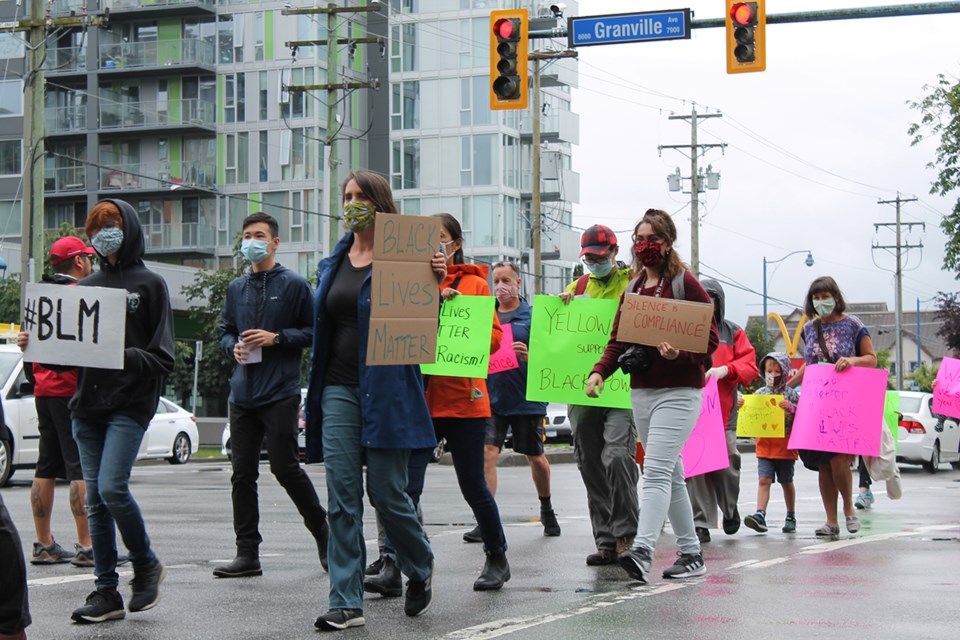Protesters marched down No. 3 Road in Richmond Saturday, June 20, in support of Black Lives Matter.