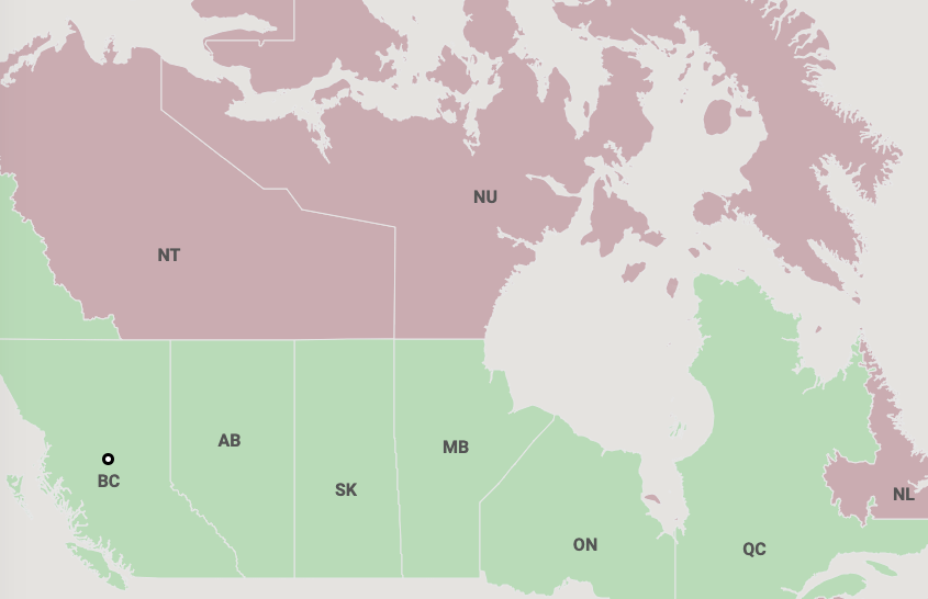 Interactive map of where British Columbians can travel this summer.