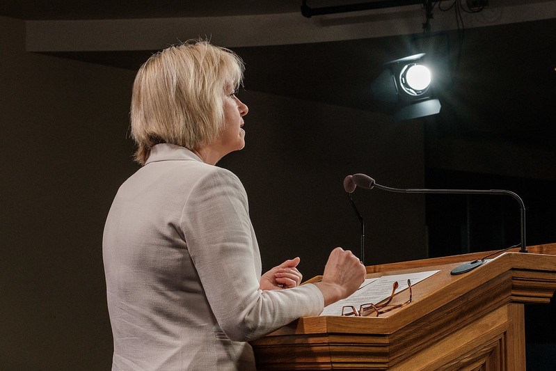 B.C. provincial health officer Bonnie Henry speaks with media